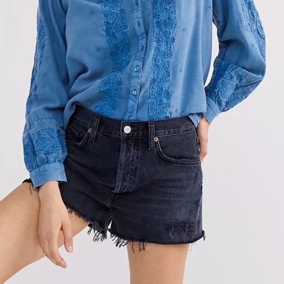 NWT Agolde Parker Ultra Hi-Rise Denim Women Shorts sz Black...